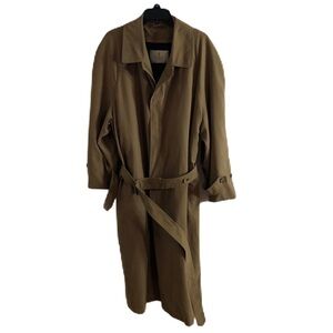 Bill Blass Menswear Trench Coat 40R Wool Blend Khaki Tan Jacket